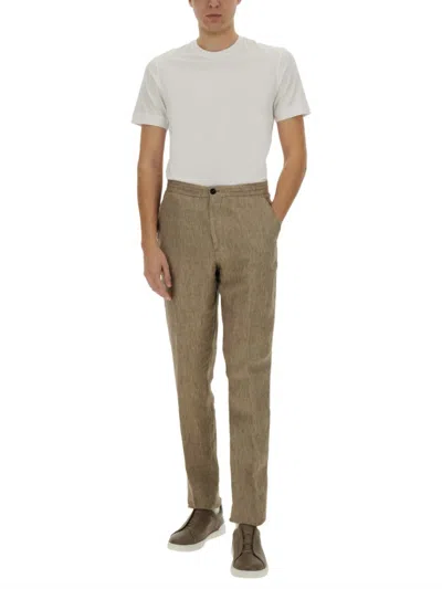 Zegna Stretch Gabardine Denim Jean In Brown