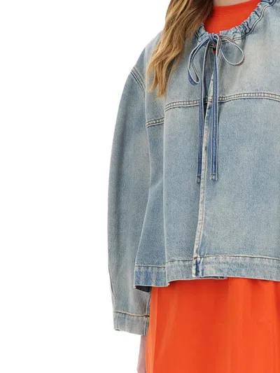 Msgm Relaxed-fit Oversized Denim Jacket In Grey