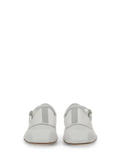 Aeyde Round Toe Ballerina Shoes With Contrast Piping In White