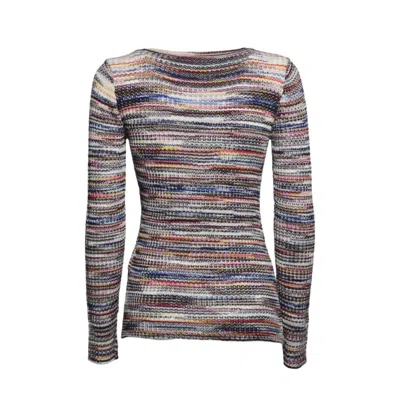 Missoni Multicolor Ribbed Wool And Viscose Flamed Cardigan In Grey