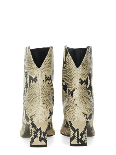 Khaite Ona Ankle Boot Natural Python-embossed Leather In Neutrals