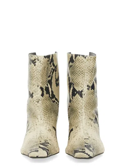 Khaite Ona Ankle Boot Natural Python-embossed Leather In Neutrals