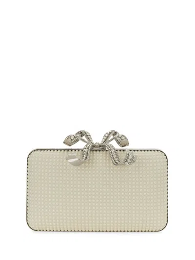 Self-portrait Pearl-embellished Box Clutch Bag In Neutrals