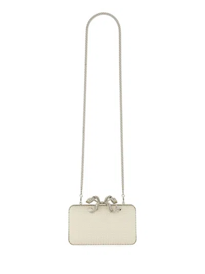 Self-portrait Pearl-embellished Box Clutch Bag In Neutrals