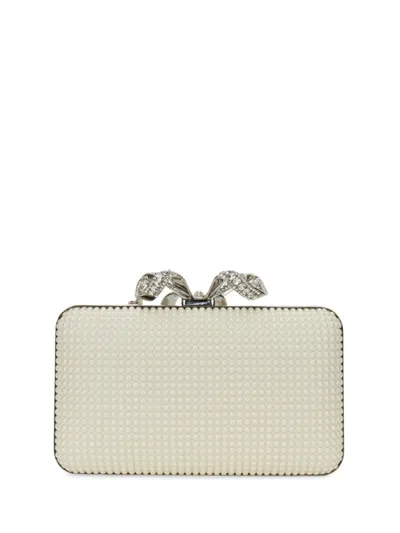 Self-portrait Pearl-embellished Box Clutch Bag In Neutrals