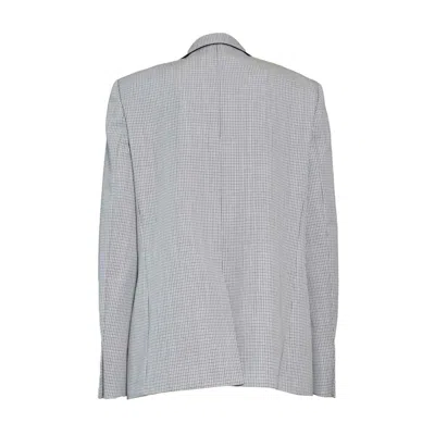 Jil Sander Grey Virgin Wool Plaid Tailored Jacket In Grey