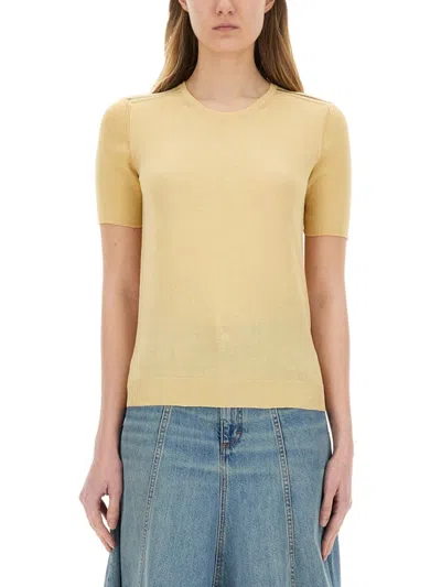 Paul Smith Womens Knitted Short Sleeves Top Crewneck In Brown
