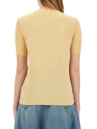 Paul Smith Womens Knitted Short Sleeves Top Crewneck In Brown
