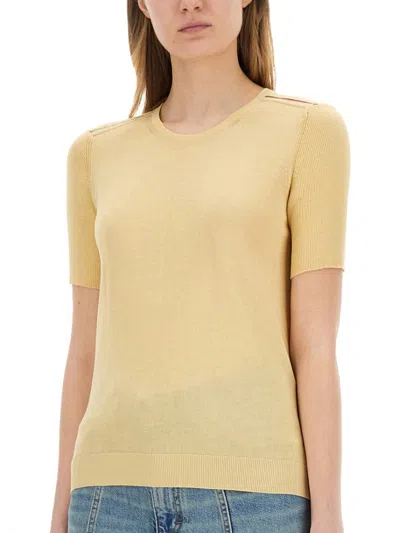 Paul Smith Womens Knitted Short Sleeves Top Crewneck In Brown