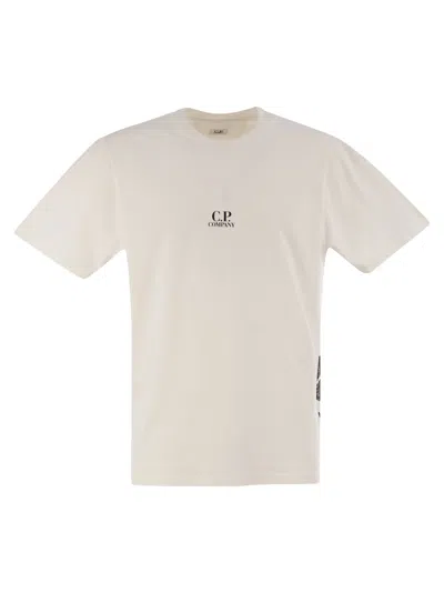 C.p. Company C.p.company Cotton T-shirt With Print On The Back In White