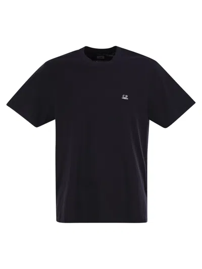C.p. Company Blue T-shirt With Logo Printed On The Front