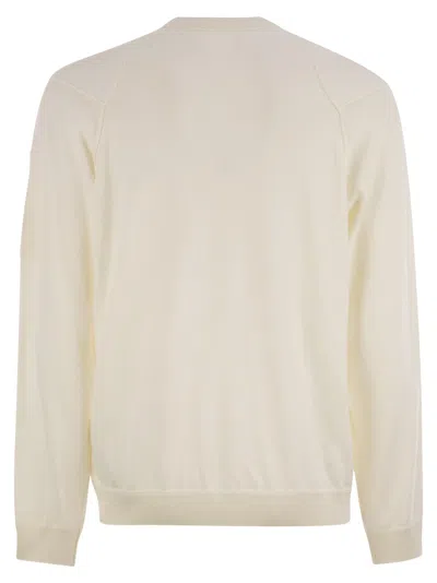 C.p. Company 'diagonal Raised' White Sweatshirt With Lens Motif On The Arm