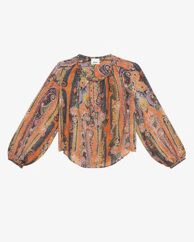 Isabel Marant May Embellished Paisley-print Silk-georgette Blouse In Orange