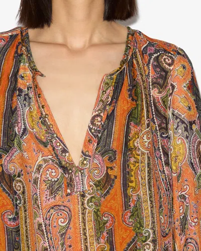 Isabel Marant May Embellished Paisley-print Silk-georgette Blouse In Orange