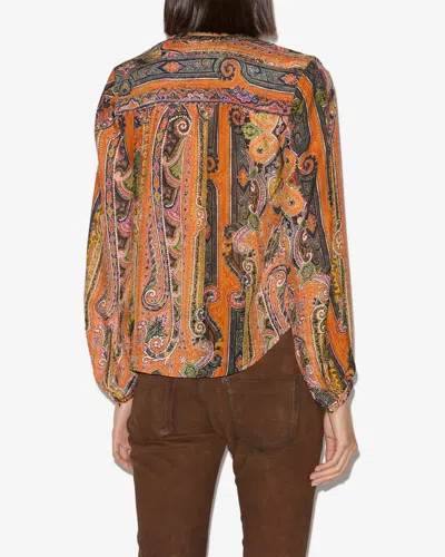 Isabel Marant May Embellished Paisley-print Silk-georgette Blouse In Orange