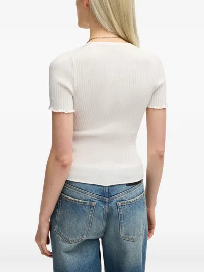 Hugo Boss V-neck Top With Gathered Front In White