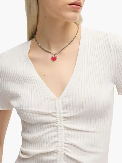 Hugo Boss V-neck Top With Gathered Front In White