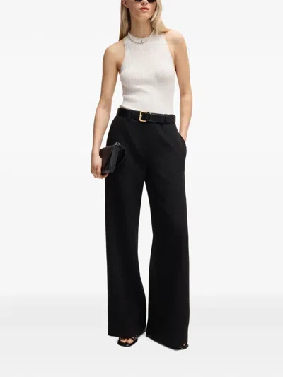 Hugo Boss Slim-fit Sleeveless Top With Irregular Ribbed Structure In White