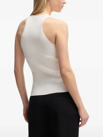 Hugo Boss Slim-fit Sleeveless Top With Irregular Ribbed Structure In White