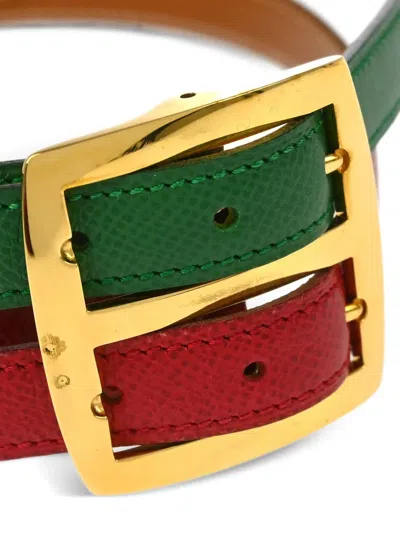 Pre-owned Hermes 1991 Reversible Leather Belt In Green