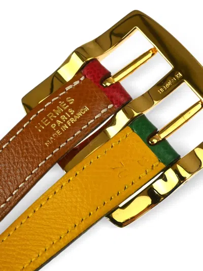 Pre-owned Hermes 1991 Reversible Leather Belt In Green