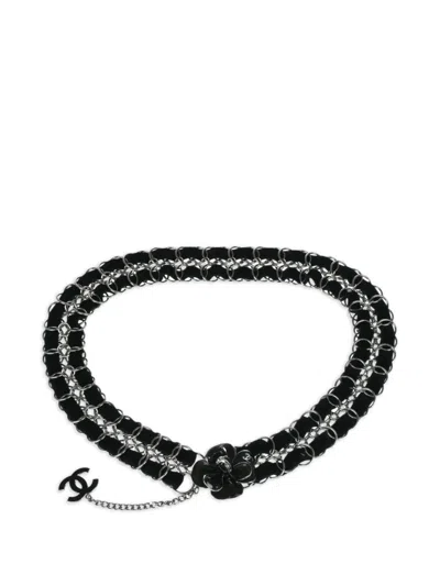Pre-owned Chanel 2006 Camellia Chain Belt In Silver