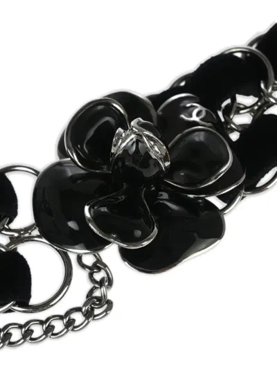 Pre-owned Chanel 2006 Camellia Chain Belt In Silver