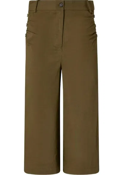 Pinko Buttoned Wide-leg Linen Bermuda Shorts In Green