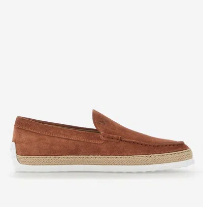 Tod's Braided Suede Loafers In Brown