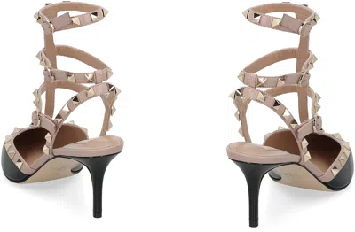 Valentino Garavani Valentino Rockstud Pumps With Gold-tone Studded Strap In Black