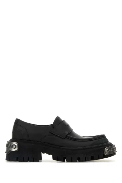 Balenciaga 50mm Tractor Leather Loafers In Black/silver