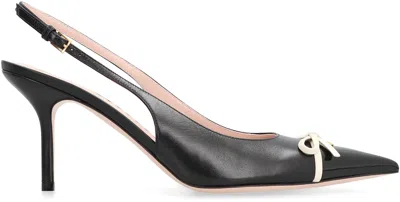Valentino Black Pointed Slingback With Bow In Black