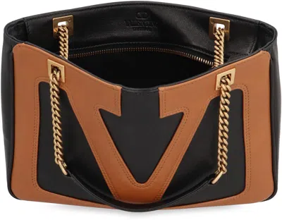 Valentino Viva Superstar Leather Shoulder Bag With Maxi Vlogo Signature On The Front In Black