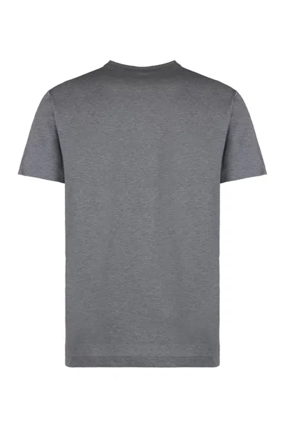 Dolce & Gabbana Grey Crewneck T-shirt With Logo Plaque In Grey