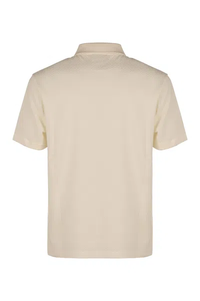Emporio Armani Logo Cotton Polo Shirt In Panna