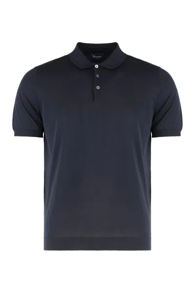Drumohr Knitted Cotton Polo Shirt In Blue