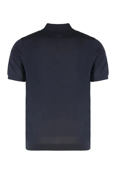 Drumohr Knitted Cotton Polo Shirt In Blue