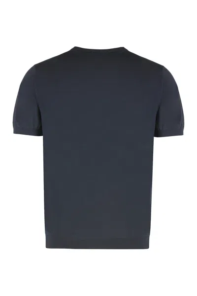 Drumohr Short Sleeve V-neck Polo In Blue