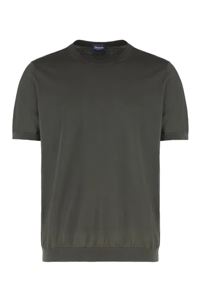 Drumohr Short Sleeve V-neck Polo In Green