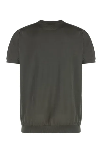 Drumohr Short Sleeve V-neck Polo In Green