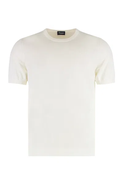 Drumohr Logo Label Jersey Polo In White