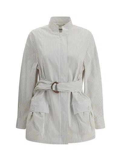 Fendi Contrasting Striped Cotton-silk Blouson In White