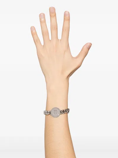 Alexander Mcqueen Mcqueen Skull Plate Pendant Bracelet In Silver