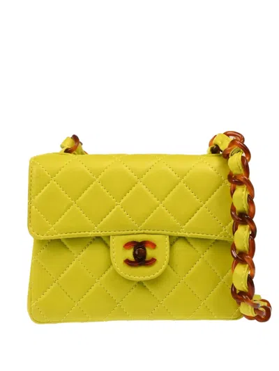 Pre-owned Chanel 1997 Mini Classic Flap Shoulder Bag In Green