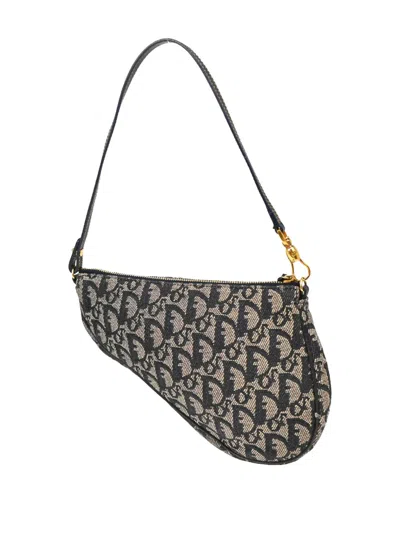 Pre-owned Dior 2004 Oblique Saddle Shoulder Bag In Blue
