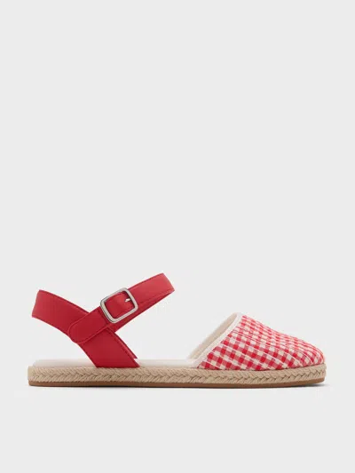 Charles & Keith - Girls' Gingham Espadrille Flats In Red