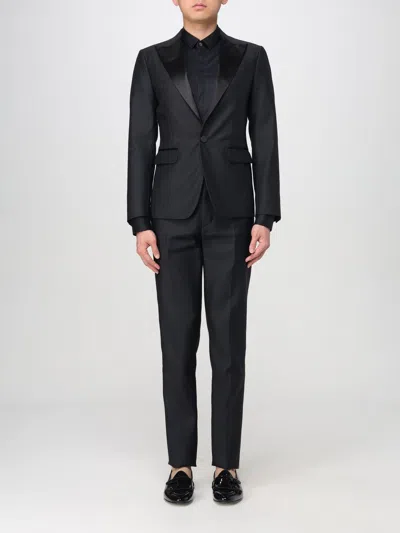 Dsquared2 Wool And Silk Side Vents 1-button Suit In Black