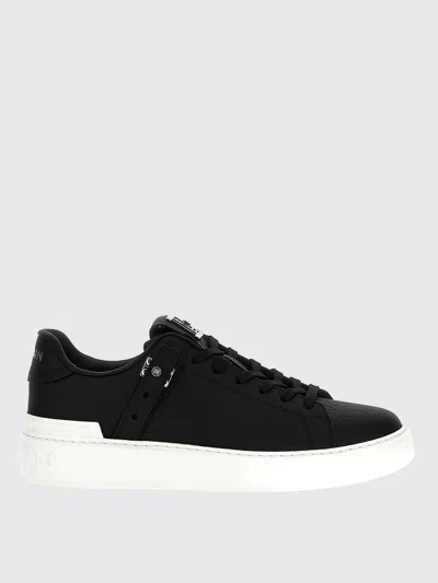 Balmain 'b-court B-buzz' Black Low Sneakers With Diamond Motif And Logo Patch On The Tongue In Schwarz