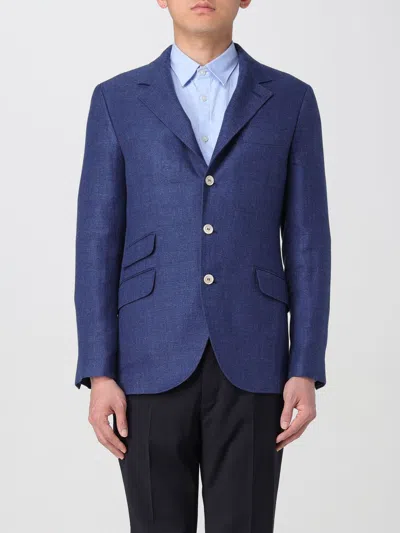 Brunello Cucinelli Linen Blazer Jacket In Blau