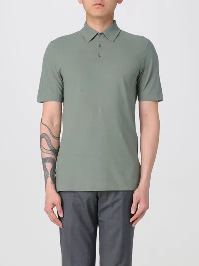 Zanone Dark Grey Cotton Polo Shirt In Grün
